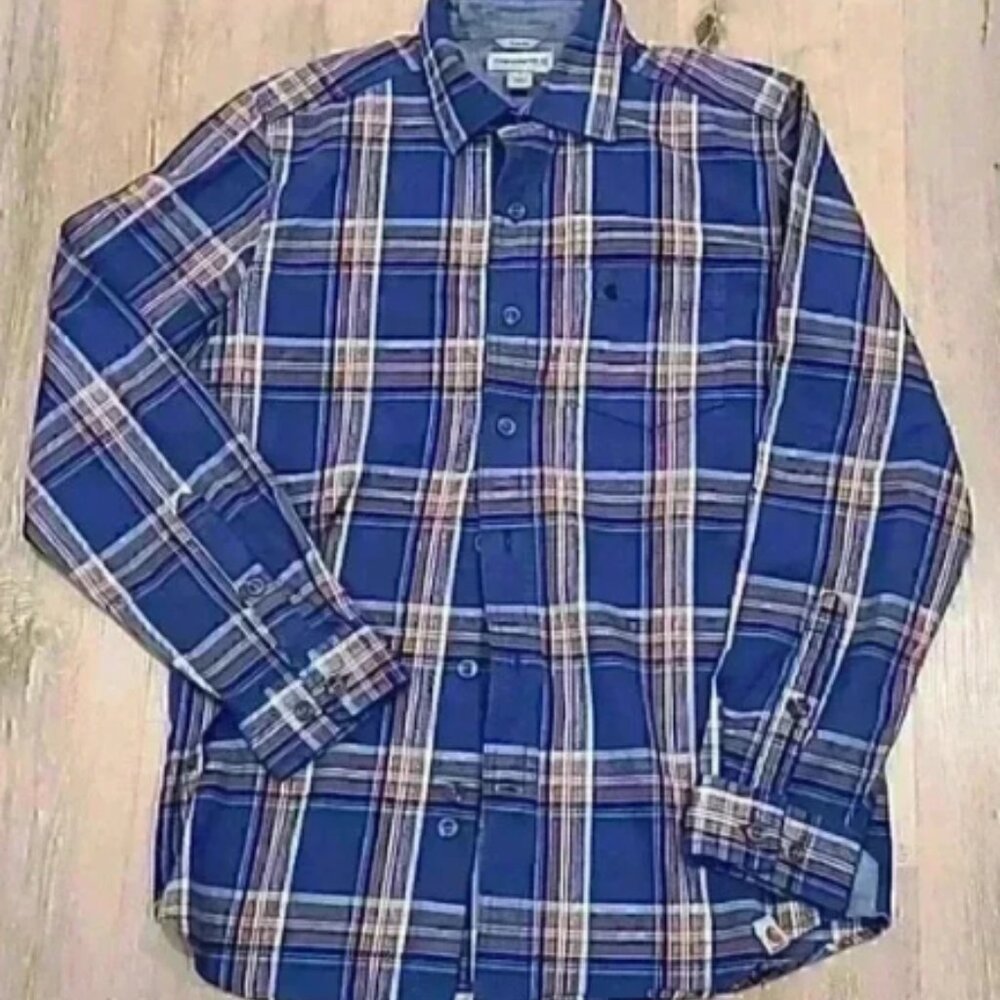 Carhartt heavyweight flannel blue plaid shirt